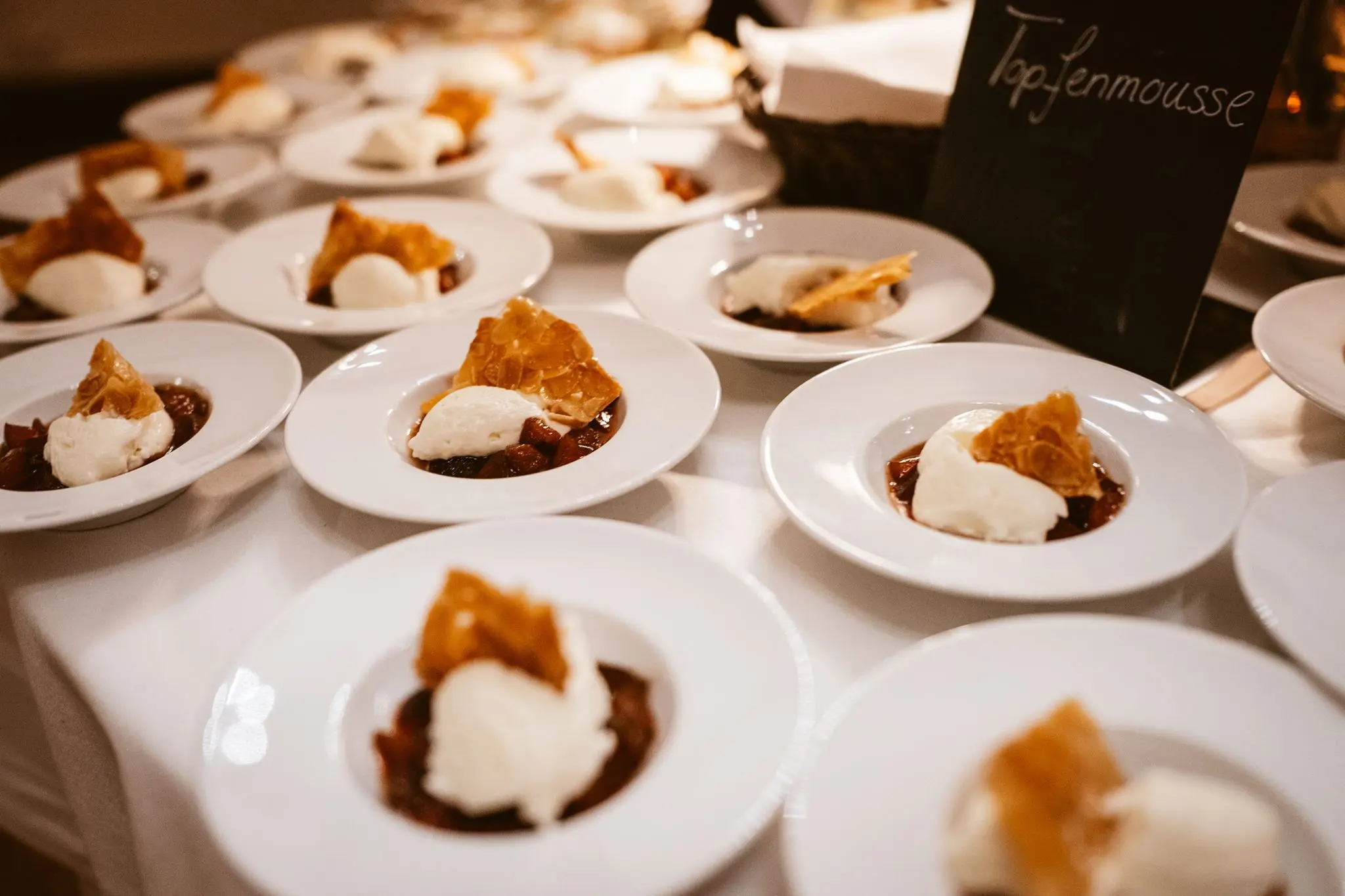 Dessert beim Hochzeitsdinner in der Engelsburg